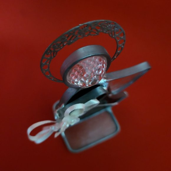 Vintage Stained Glass Free Standing Angel Holding a Flower Blue Suncatcher Pewte - Picture 12 of 12